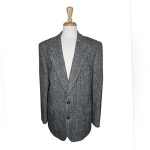 Vintage Harris Tweed Eaton Wool Blazer Herringbone Wedding Guest Graduation 48R